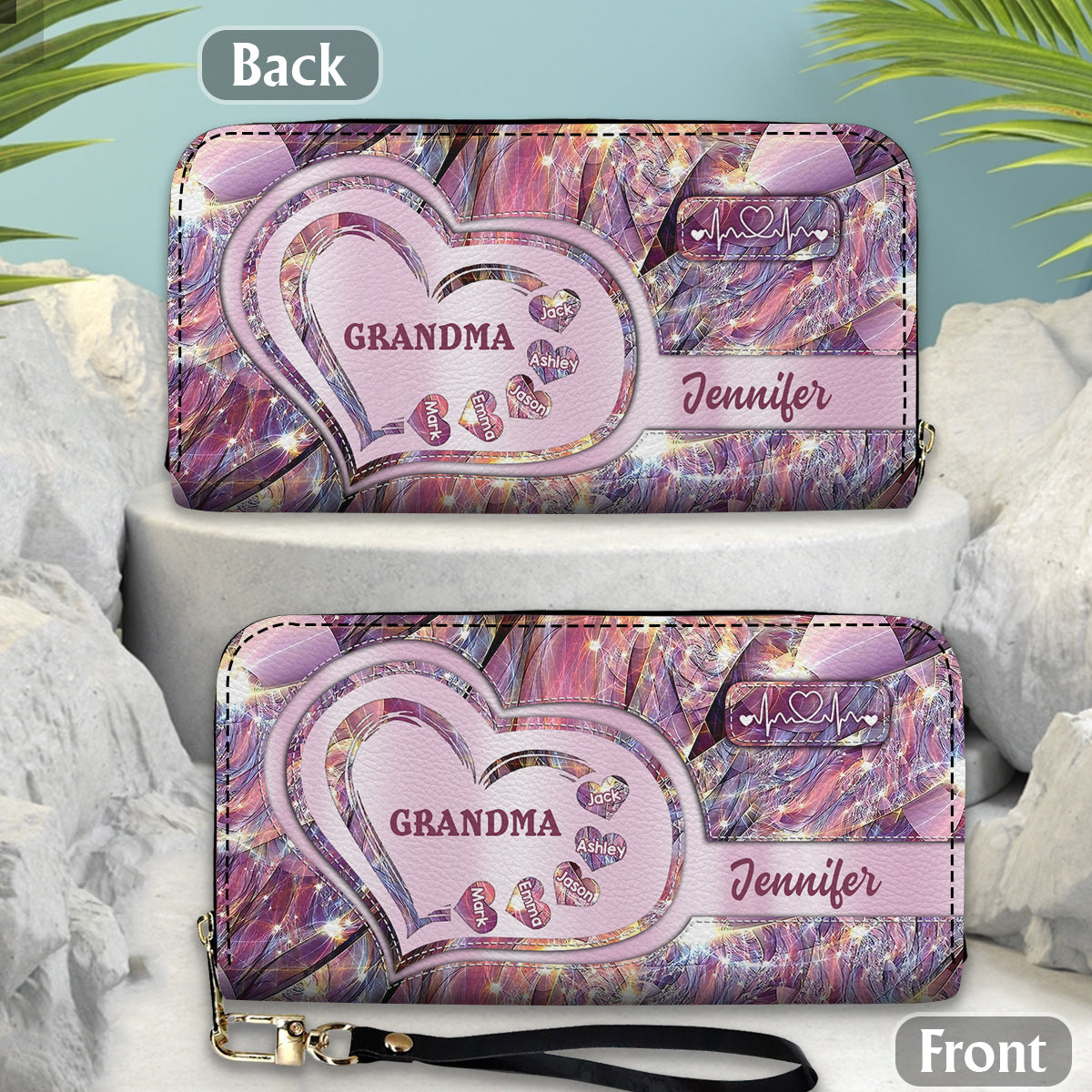 Best Grandma Ever - Personalized Grandma Leather Long Wallet