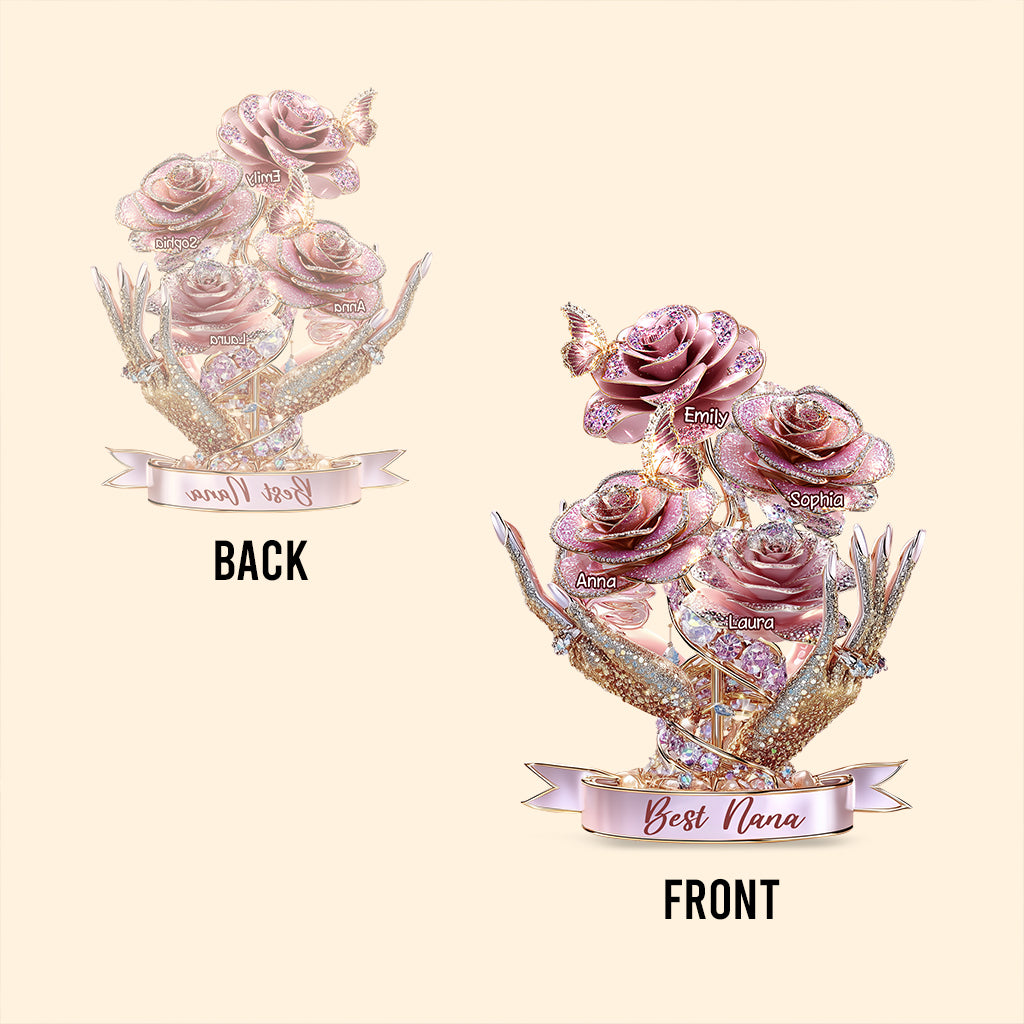 Magnifique cadeau de roses pour maman, grand-mère - Plaque acrylique personnalisée en forme de mère