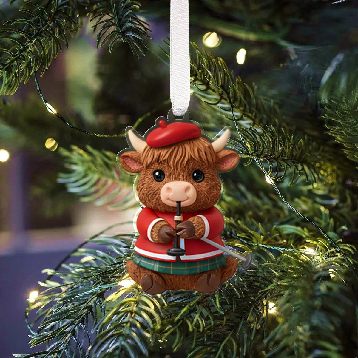 Calendrier de l'Avent personnalisé « Vache des Highlands en hiver » avec décorations