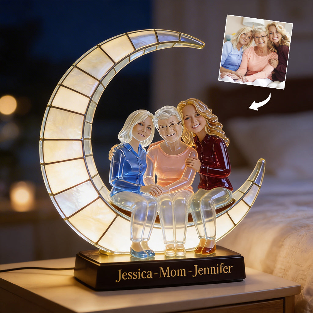 Lampe en forme de croissant de lune - Je t'aime - Veilleuse LED personnalisée en acrylique pour maman