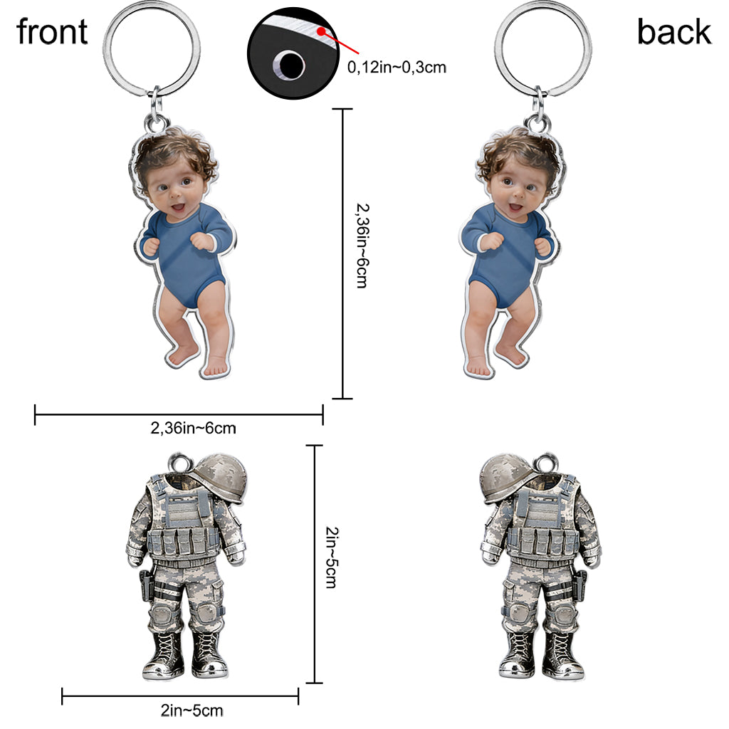 Rentre chez toi en toute sécurité Papa - Porte-clés premium vétéran personnalisé avec charms