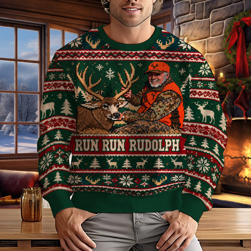 Pull Personnalisé Run Run Rudolph - Sweatshirt de Chasse Personnalisé