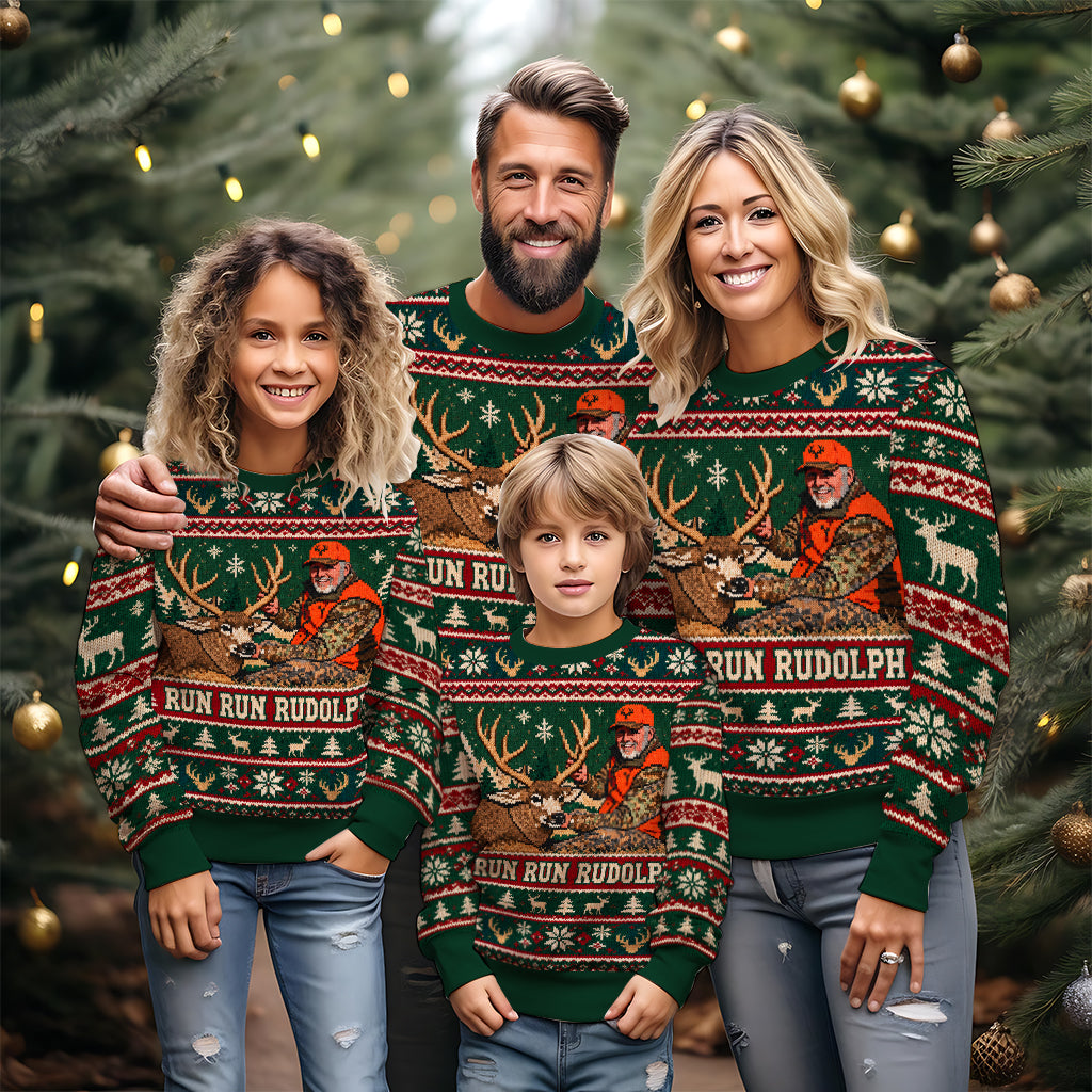 Pull Personnalisé Run Run Rudolph - Sweatshirt de Chasse Personnalisé