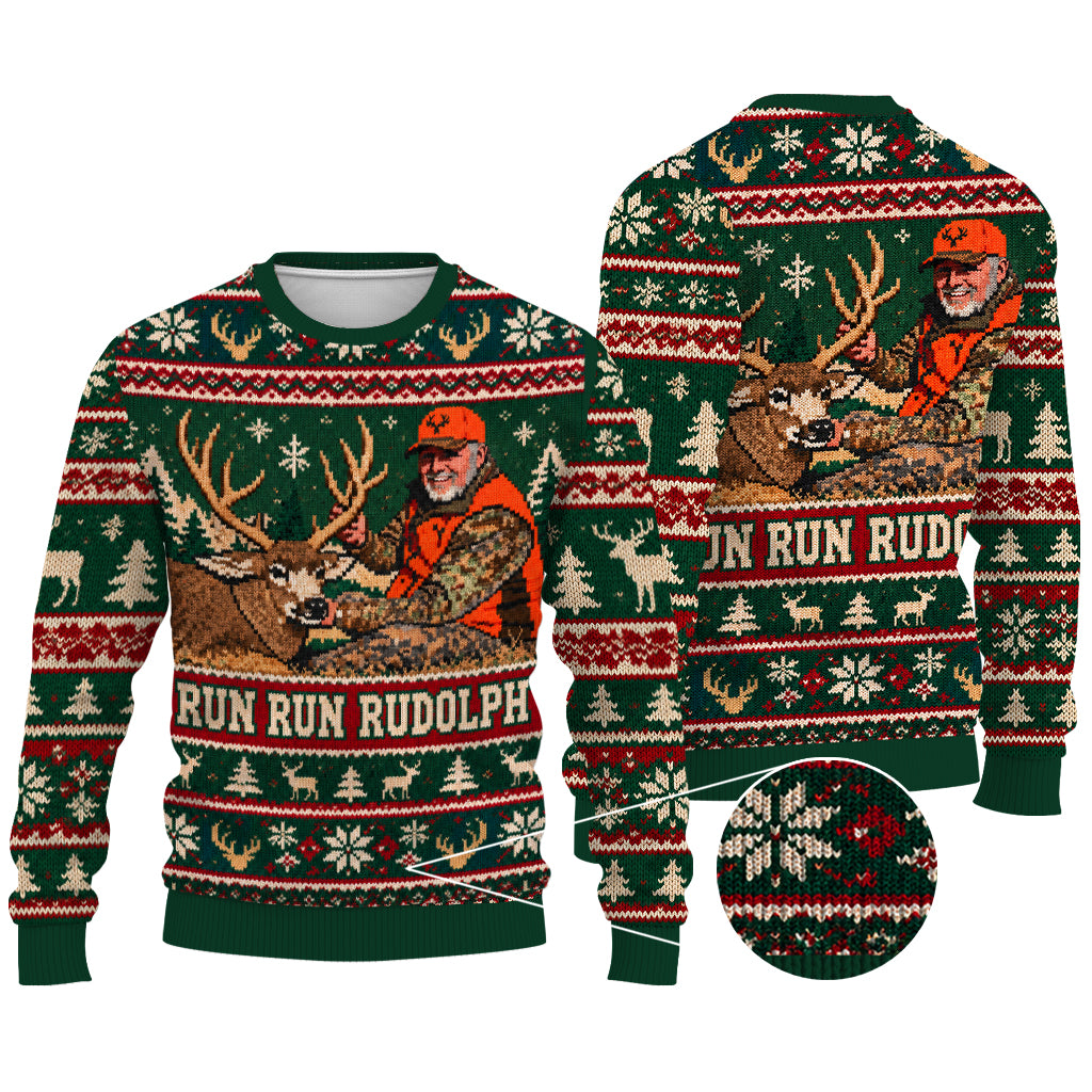 Pull Personnalisé Run Run Rudolph - Sweatshirt de Chasse Personnalisé
