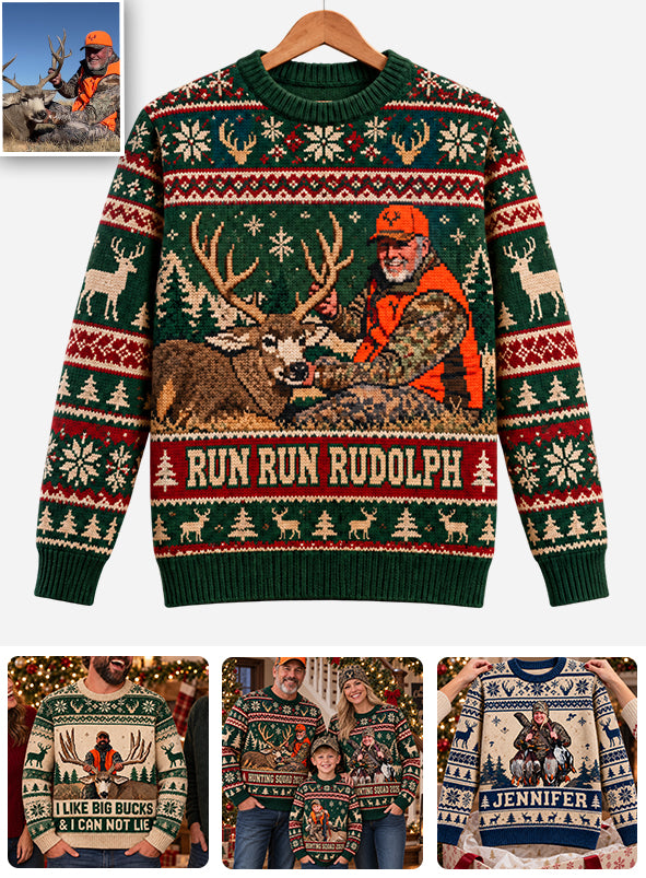 Pull Personnalisé Run Run Rudolph - Sweatshirt de Chasse Personnalisé
