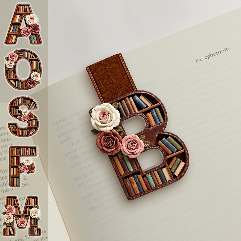 Initial Name Letter Perfect Gift For Book Lovers - Personalized Book Shaped Magnetic Bookmark