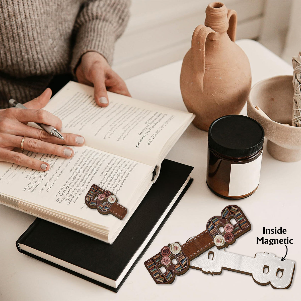 Initial Name Letter Perfect Gift For Book Lovers - Personalized Book Shaped Magnetic Bookmark