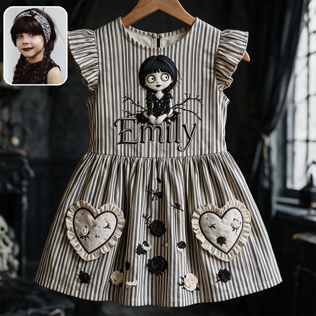 Robe Thématique Halloween Spéciale Pour Filles - Robe Personnalisée à Manches Volantes