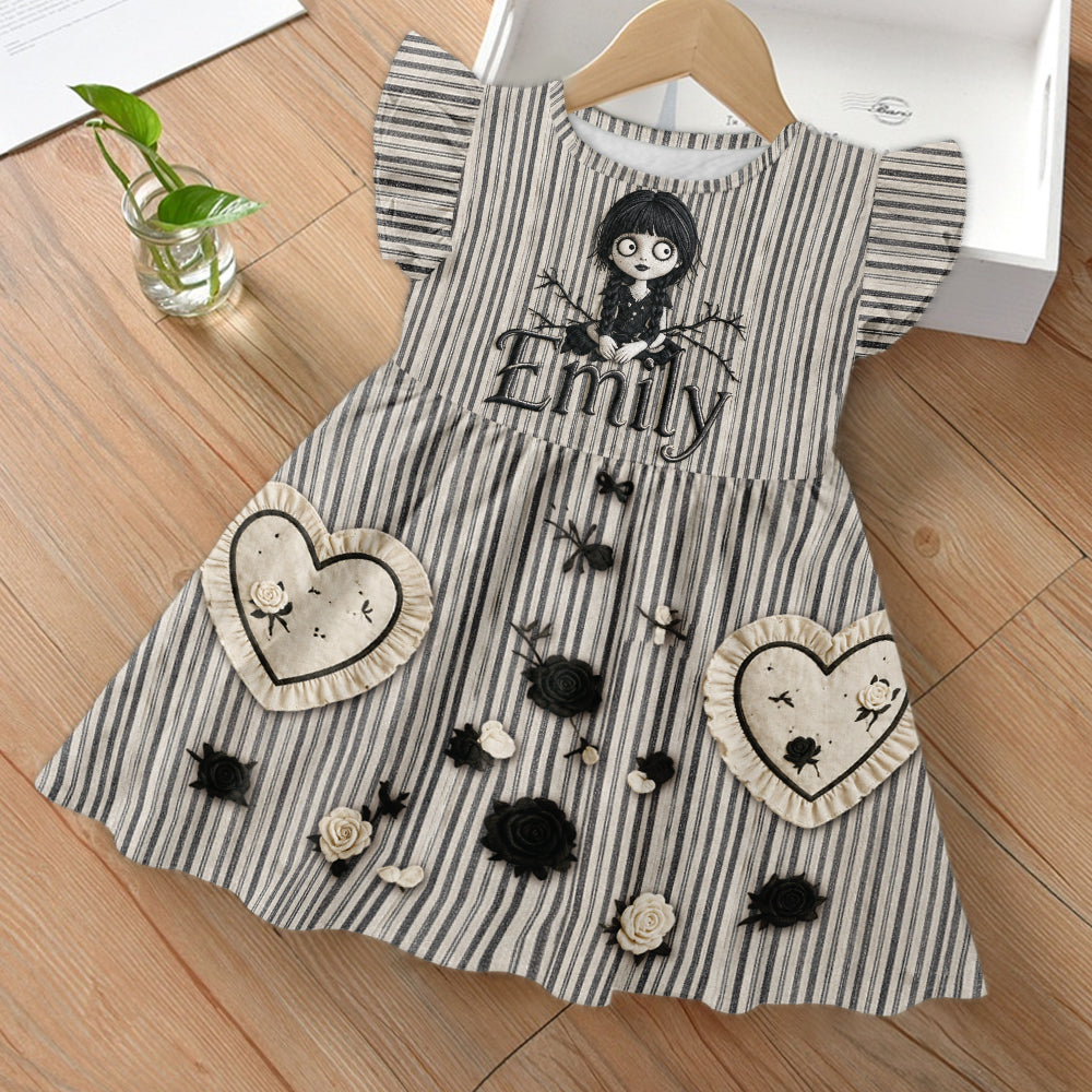 Robe Thématique Halloween Spéciale Pour Filles - Robe Personnalisée à Manches Volantes