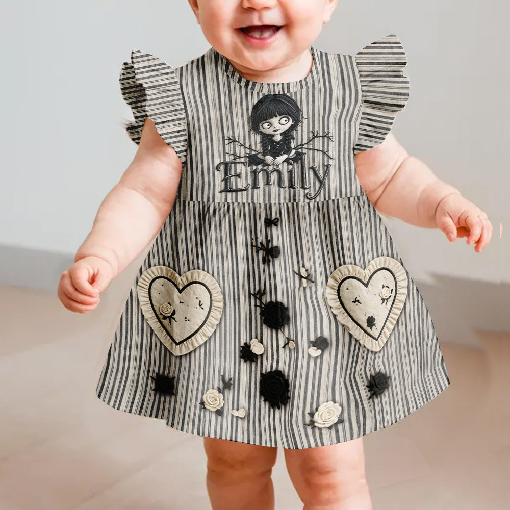 Robe Thématique Halloween Spéciale Pour Filles - Robe Personnalisée à Manches Volantes