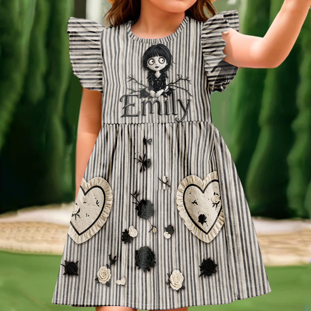Robe Thématique Halloween Spéciale Pour Filles - Robe Personnalisée à Manches Volantes