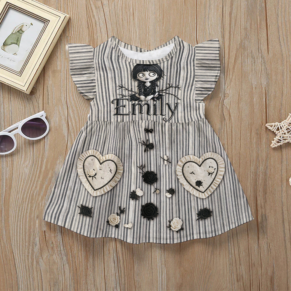 Robe Thématique Halloween Spéciale Pour Filles - Robe Personnalisée à Manches Volantes