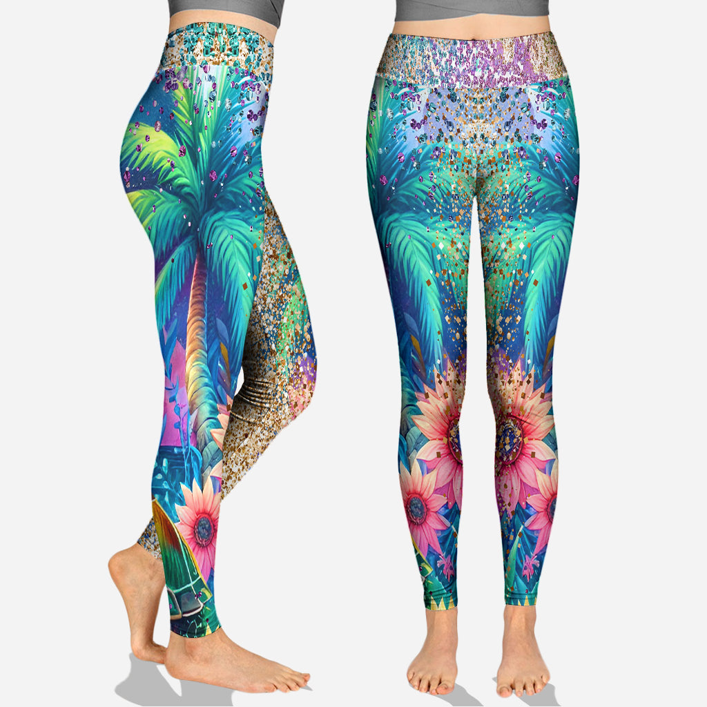 Sea Turtle Sunflower - Personalized Turtle Cross Tank Top and Leggings