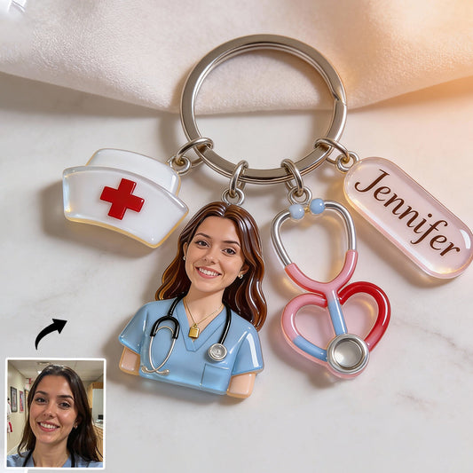 Custom Any Photo - Personalized Nurse Keychain With Charms