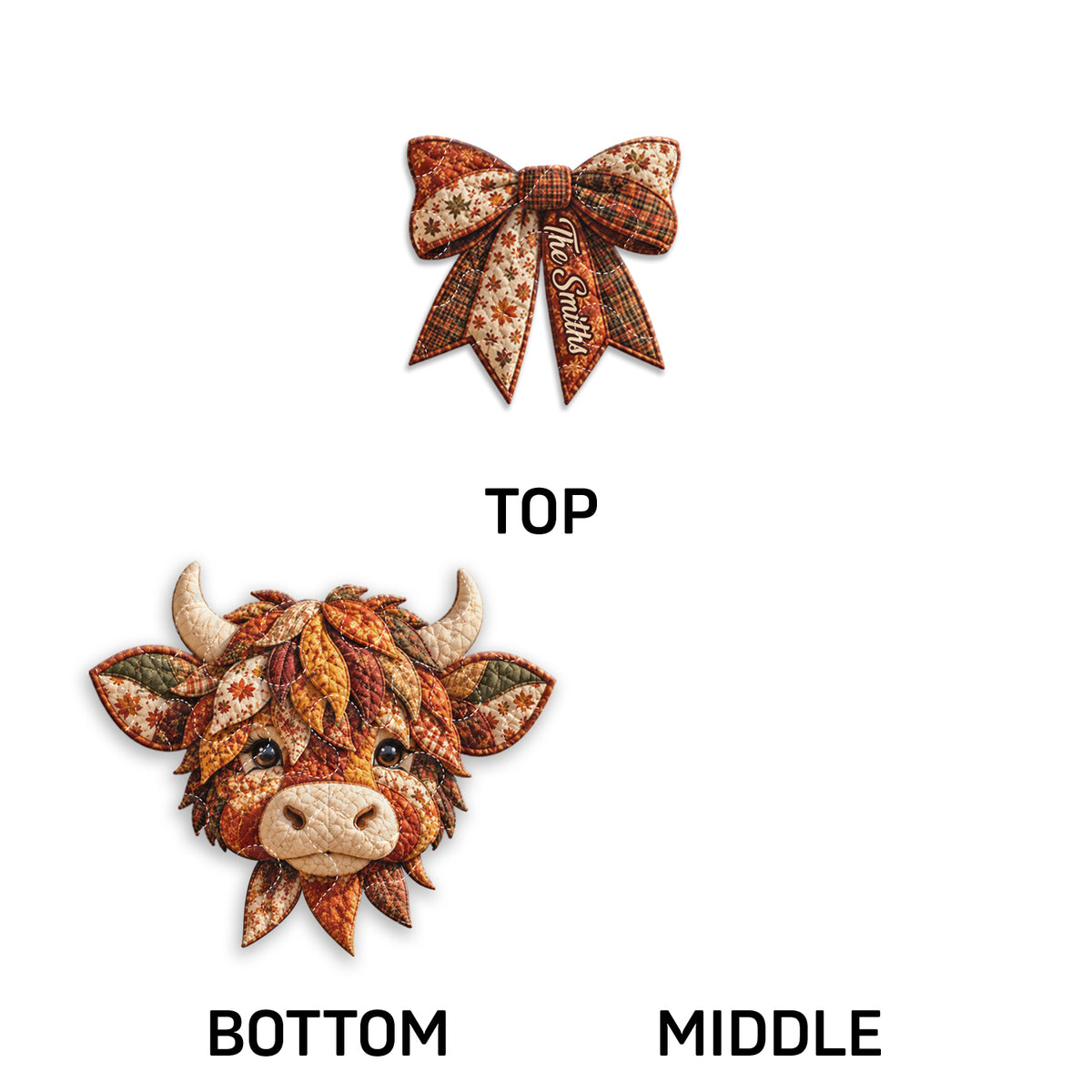 Vache des Highlands Saison Automne - Panneau de Porte Matelassé Personnalisé