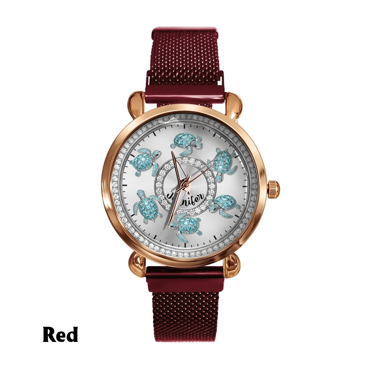 Montre-bracelet personnalisée pour femme « J’adore les tortues » 