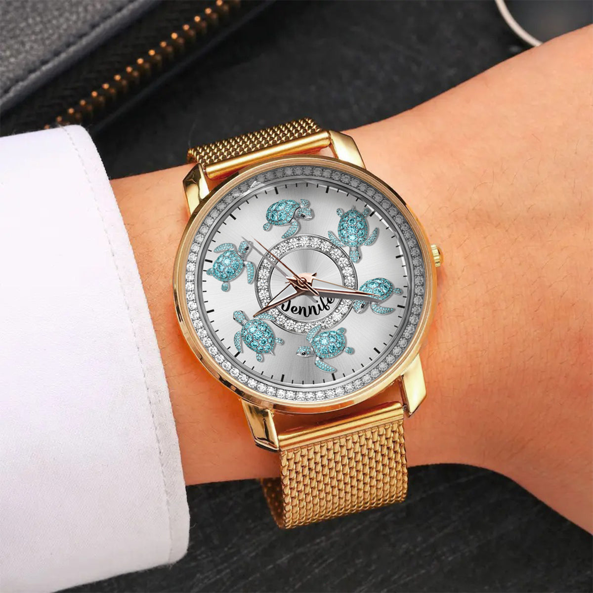 Montre-bracelet personnalisée pour femme « J’adore les tortues » 