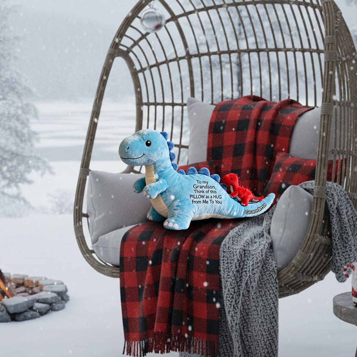 À mon petit-fils - Coussin personnalisé en fausse fourrure pour enfant