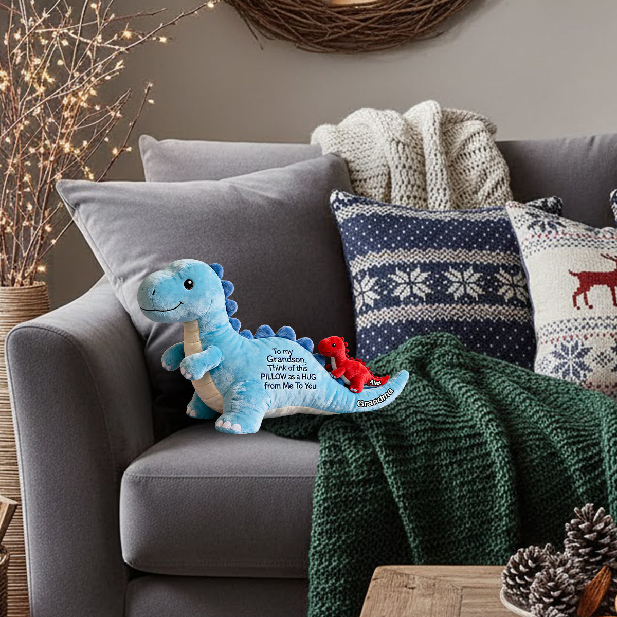 À mon petit-fils - Coussin personnalisé en fausse fourrure pour enfant