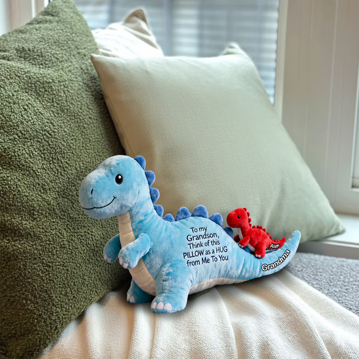 À mon petit-fils - Coussin personnalisé en fausse fourrure pour enfant