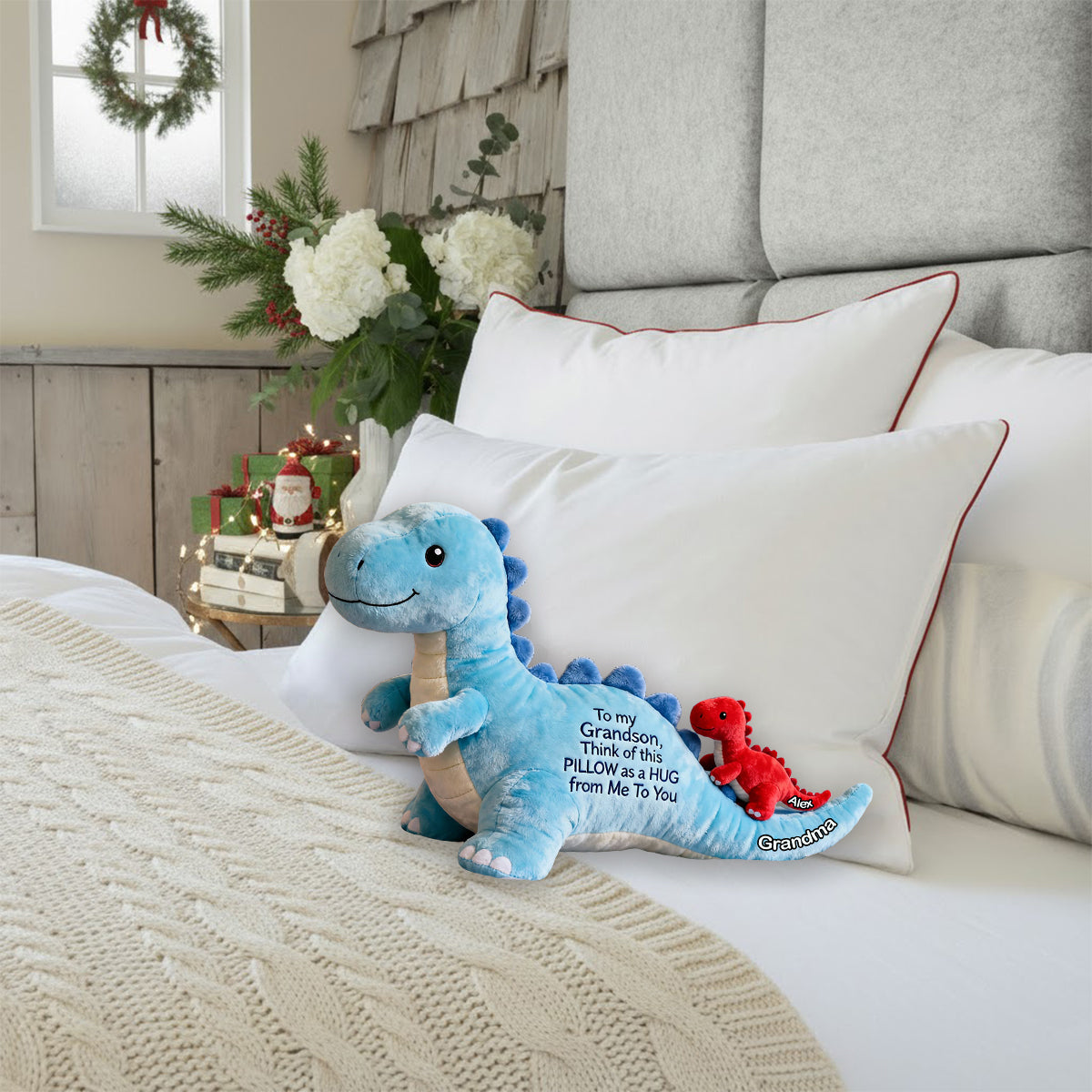 À mon petit-fils - Coussin personnalisé en fausse fourrure pour enfant