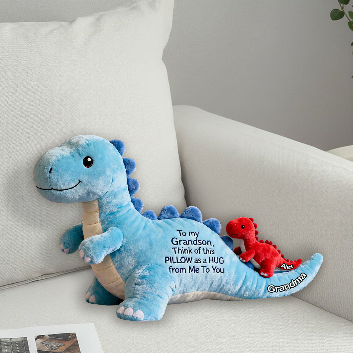 À mon petit-fils - Coussin personnalisé en fausse fourrure pour enfant