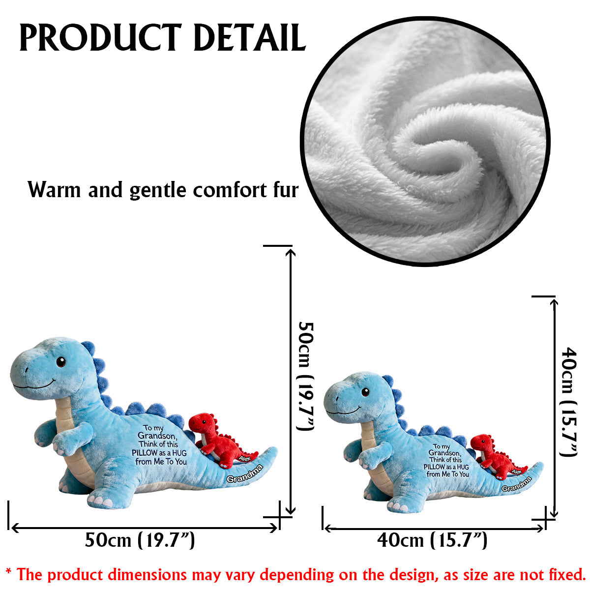 À mon petit-fils - Coussin personnalisé en fausse fourrure pour enfant