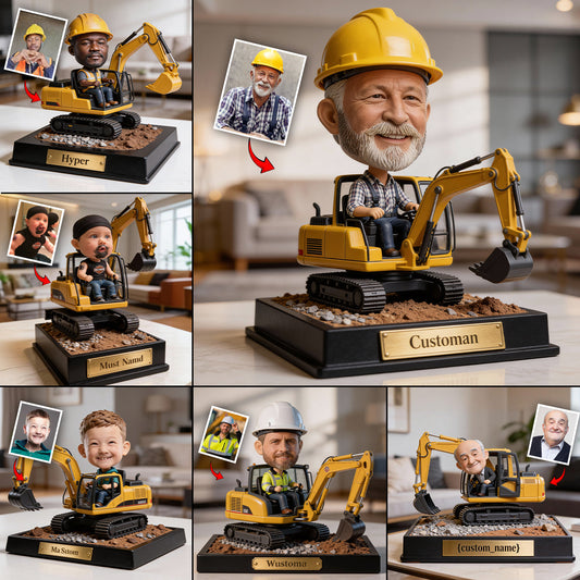 Tracteur excavateur, thème construction - Plaque acrylique personnalisée de forme sur mesure
