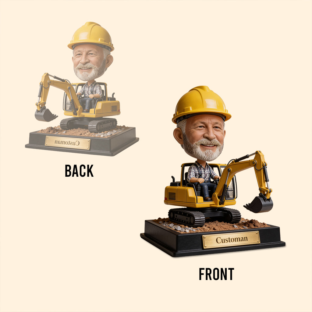 Tracteur excavateur, thème construction - Plaque acrylique personnalisée de forme sur mesure