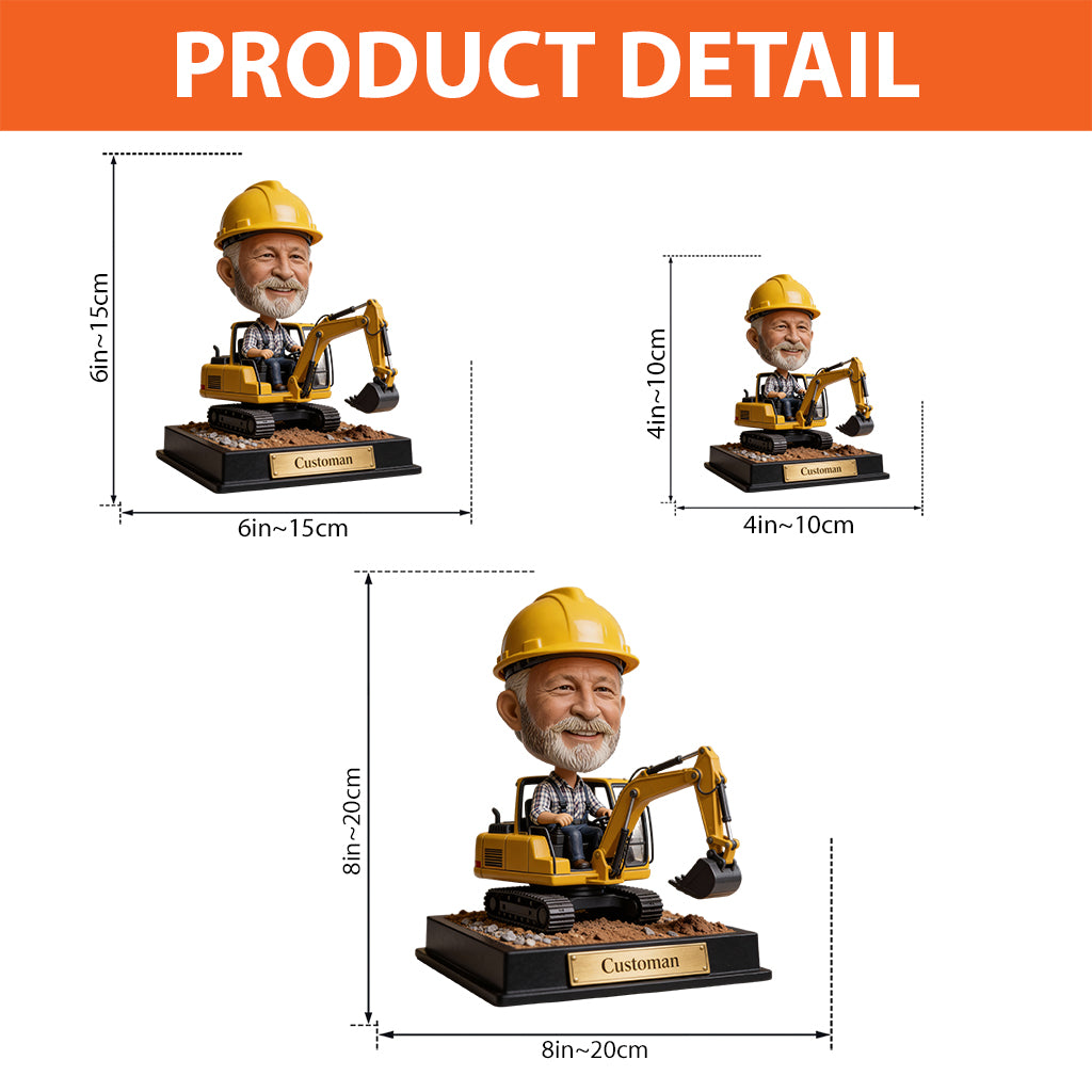 Tracteur excavateur, thème construction - Plaque acrylique personnalisée de forme sur mesure