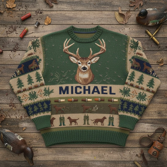 J'adore la saison de la chasse - Pull moche de chasse personnalisé