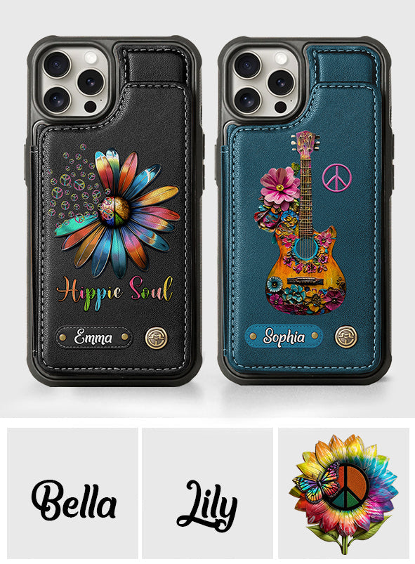 Hippie Soul - Étui portefeuille personnalisé pour téléphone style hippie