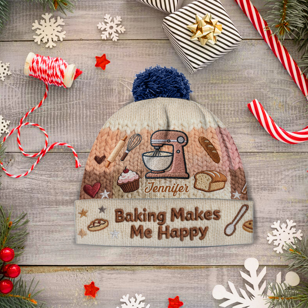 La pâtisserie me rend heureuse - Bonnet de pâtisserie personnalisé