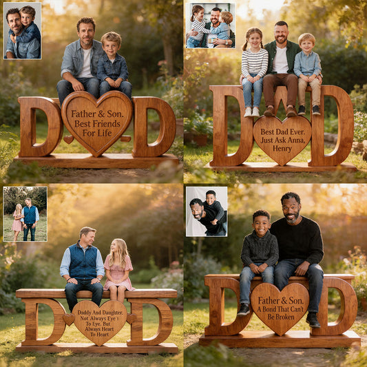 Meilleur Papa - Plaque en Bois Personnalisée en Forme Unique