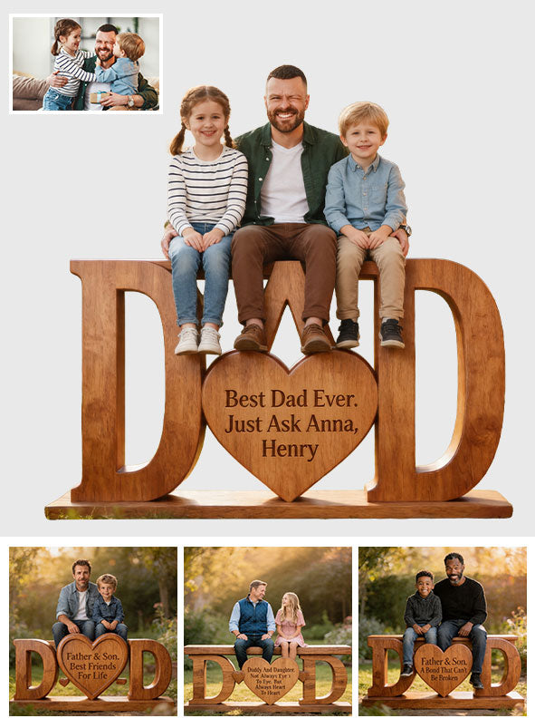 Meilleur Papa - Plaque en Bois Personnalisée en Forme Unique