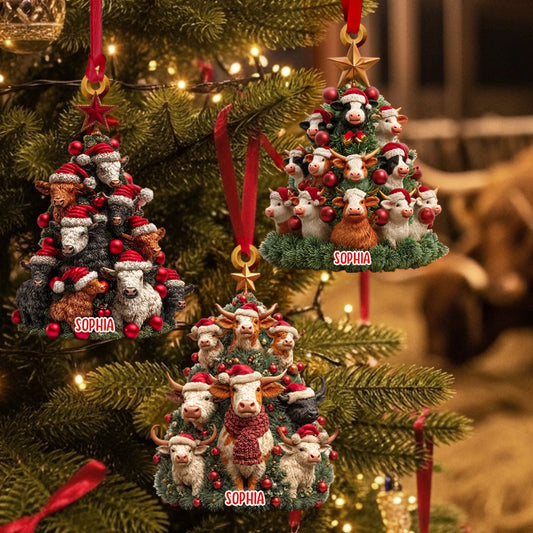 Vache pour sapin de Noël - Ornement vache personnalisé