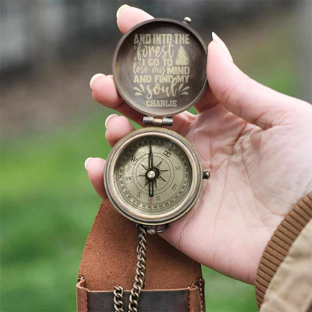 And Into The Forest I Go Camping Bear - Personalized Camping Compass