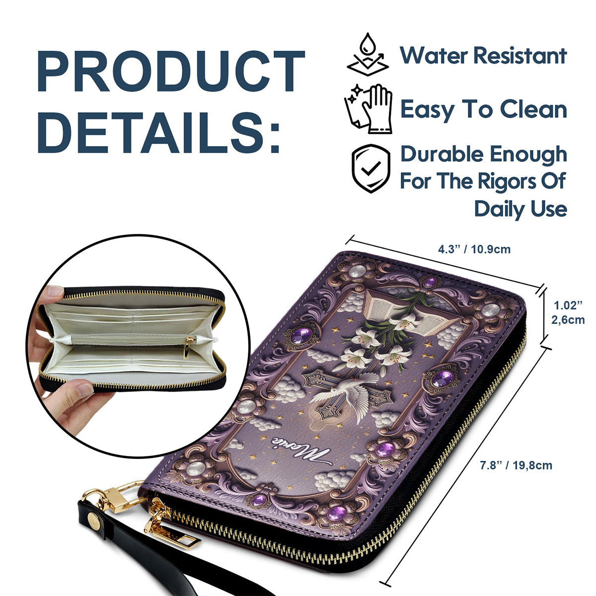 Foi éternelle - Portefeuille long en cuir chrétien personnalisé