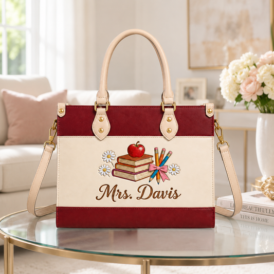 Teacher Gifts - Personalized Teacher Leather Handbag