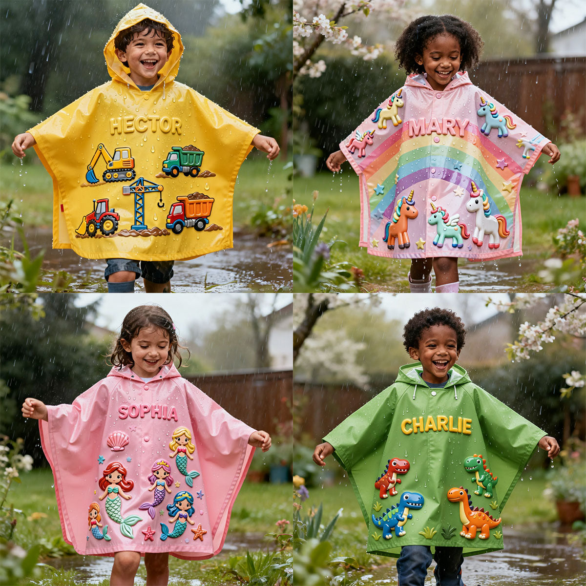 Cadeau unique pour enfant - Poncho imperméable personnalisé pour enfant