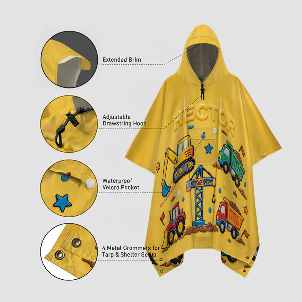 Cadeau unique pour enfant - Poncho imperméable personnalisé pour enfant