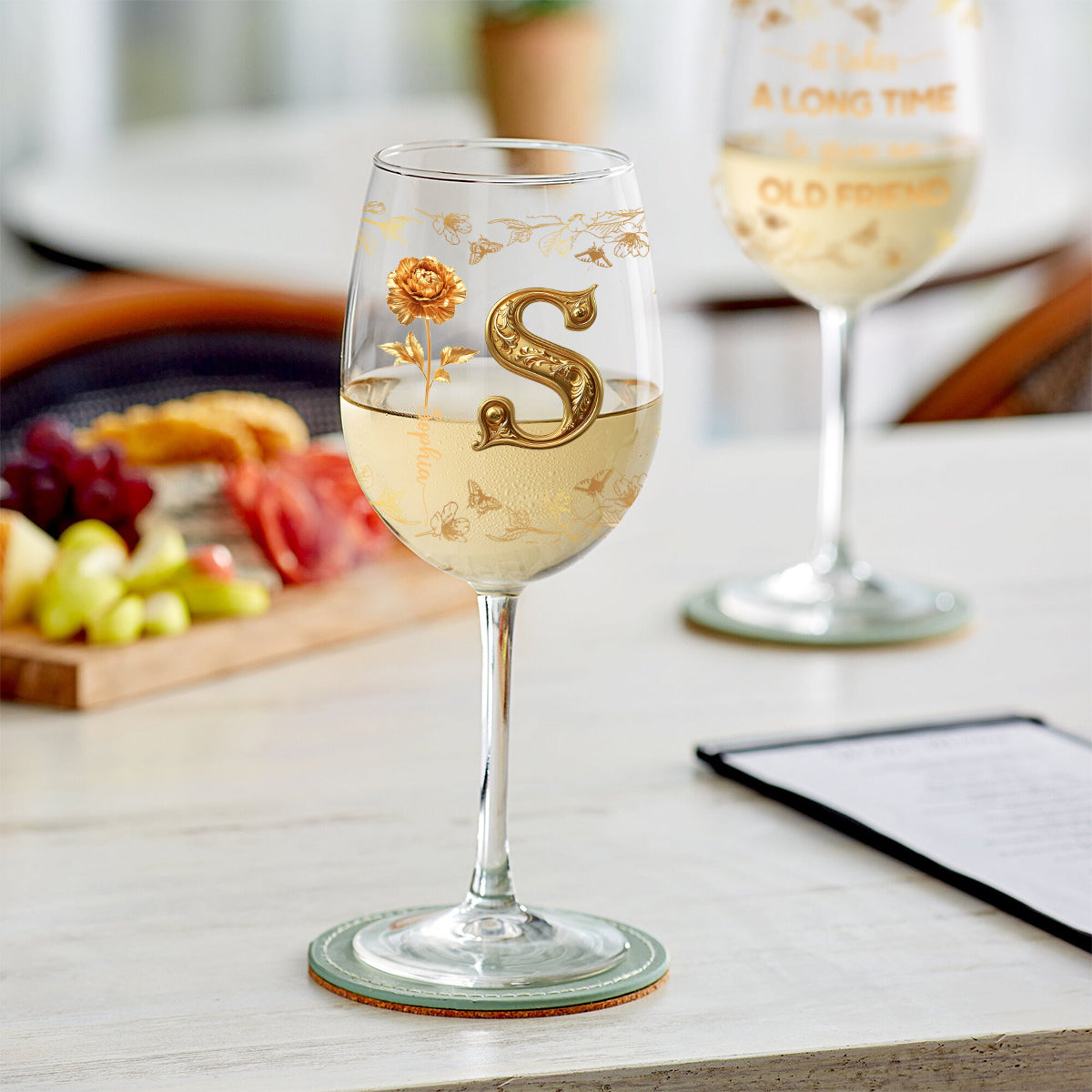 Il faut du temps pour se faire un vieil ami - Verre à vin personnalisé « Meilleure amie » avec longue tige