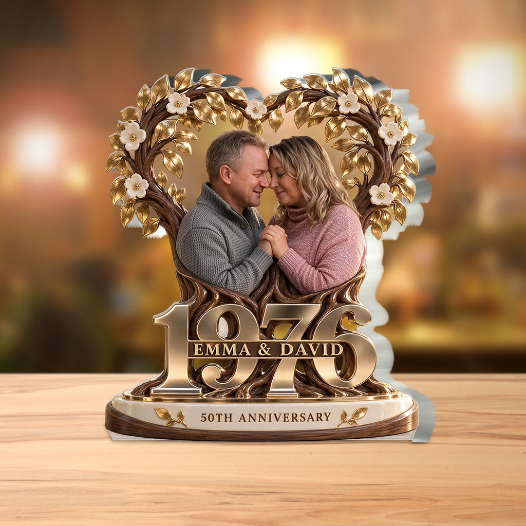 Personalized Couple Gift, Romantic Anniversary Figurine for Husband Wife with Names and Date, Boyfriend Girlfriend Gift - Personalized Couple Custom Shaped Acrylic Plaque