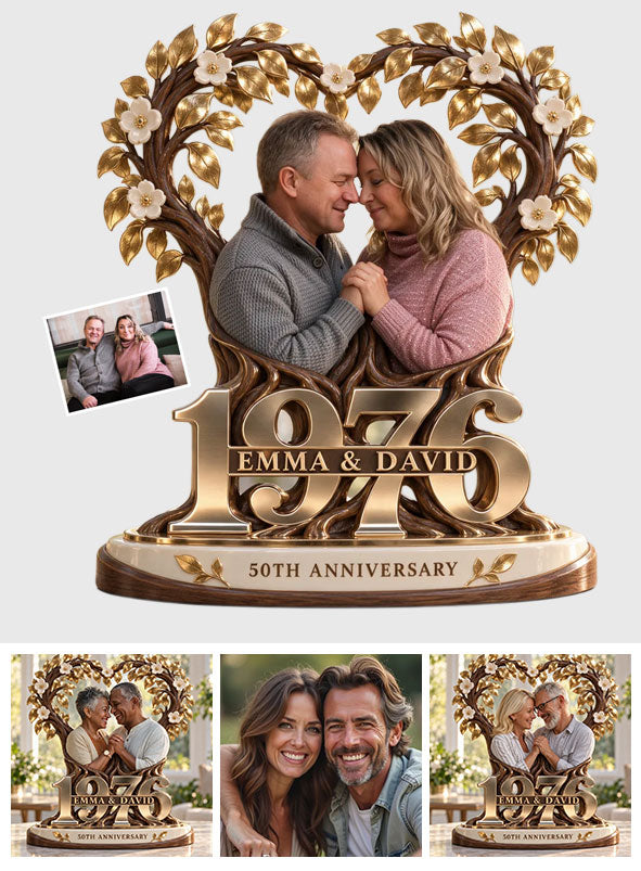 Personalized Couple Gift, Romantic Anniversary Figurine for Husband Wife with Names and Date, Boyfriend Girlfriend Gift - Personalized Couple Custom Shaped Acrylic Plaque