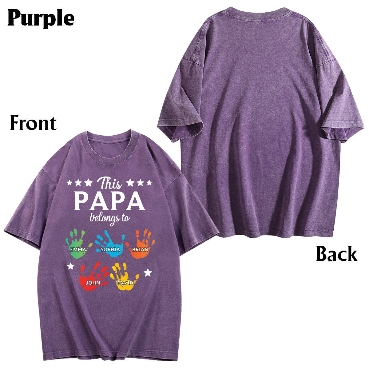 Ce t-shirt à motifs de mains « Papa appartient à » est un t-shirt personnalisé pour grand-père.