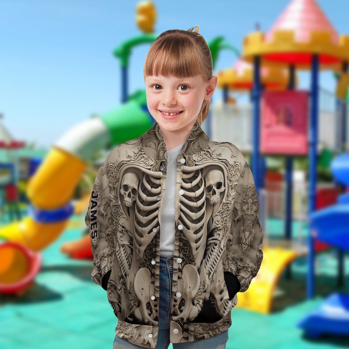 Scary Skull - Personalized Skull Varsity Jacket