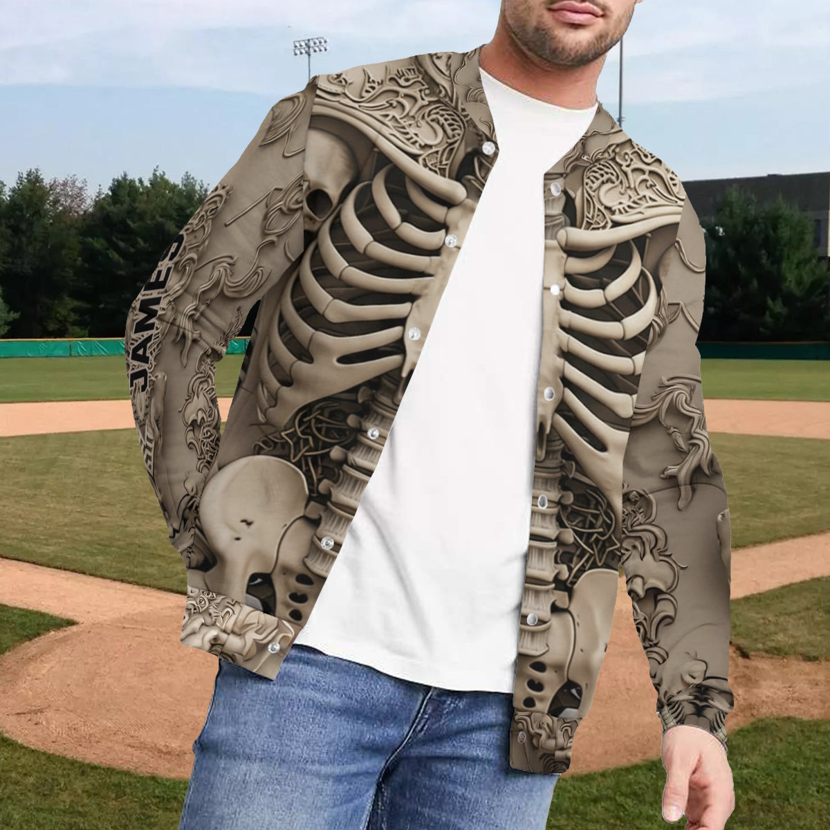 Scary Skull - Personalized Skull Varsity Jacket