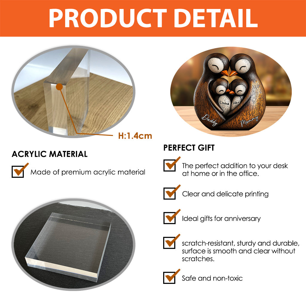 Penguine Dad - Personalized Father Custom Shaped Acrylic Plaque