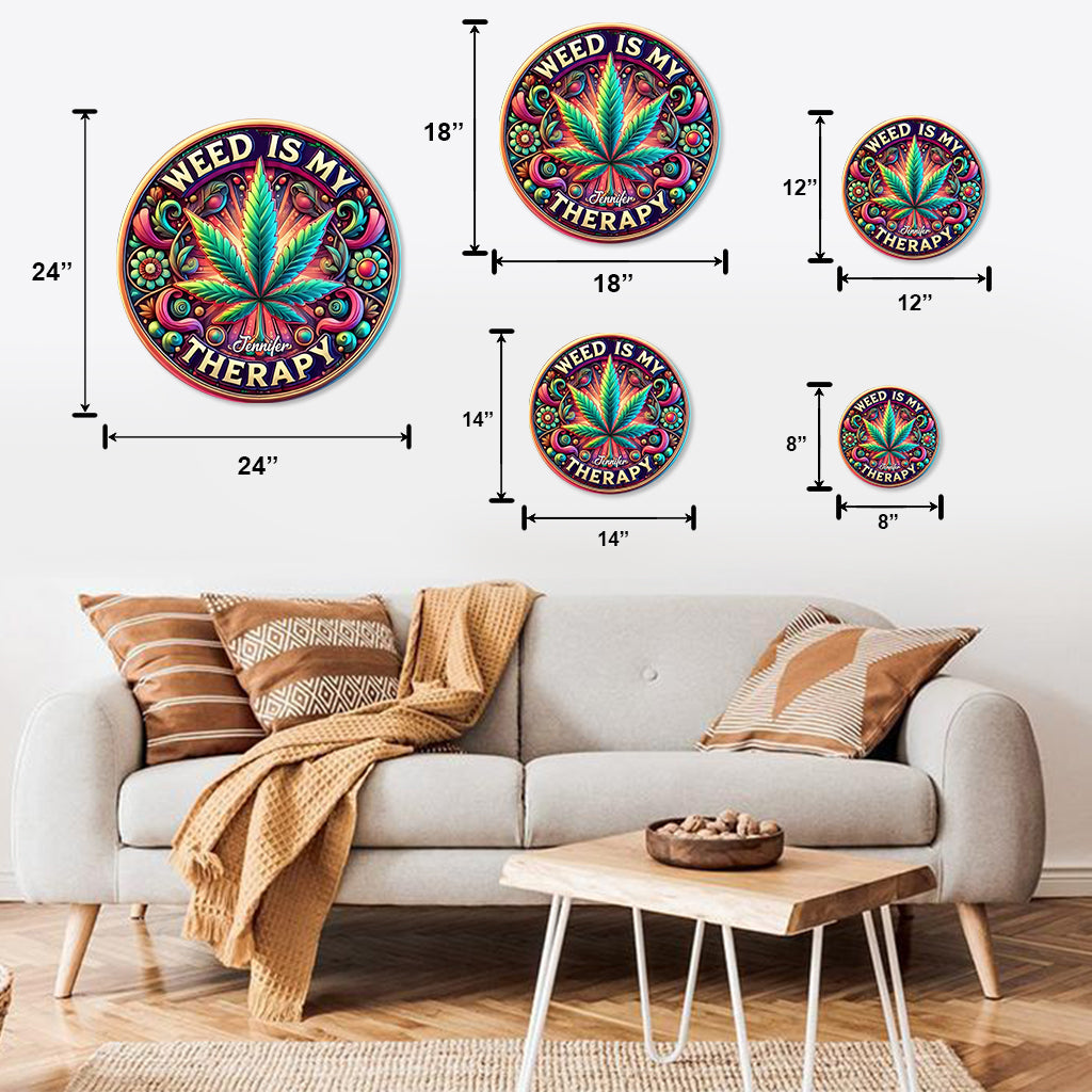 Le cannabis, ma thérapie - Panneau métallique personnalisé « Coupe de cannabis »