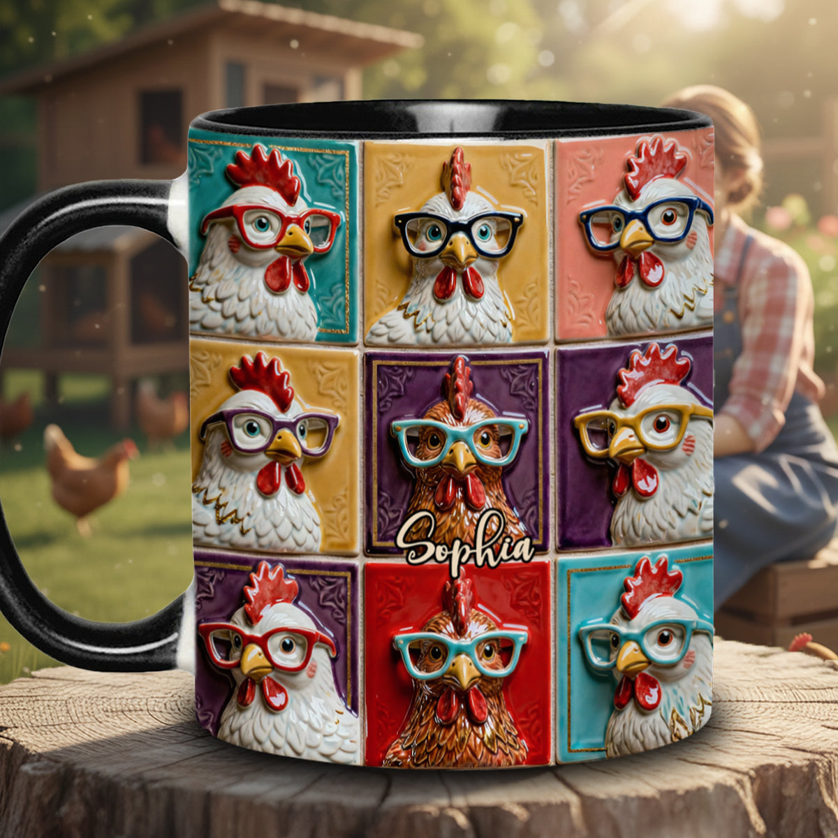 Mug personnalisé « Love Chicken » avec motif poulet